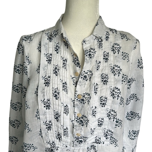 CP Shades white & blue linen oversized shirt mini dress high low hemline size XS - Picture 2 of 7